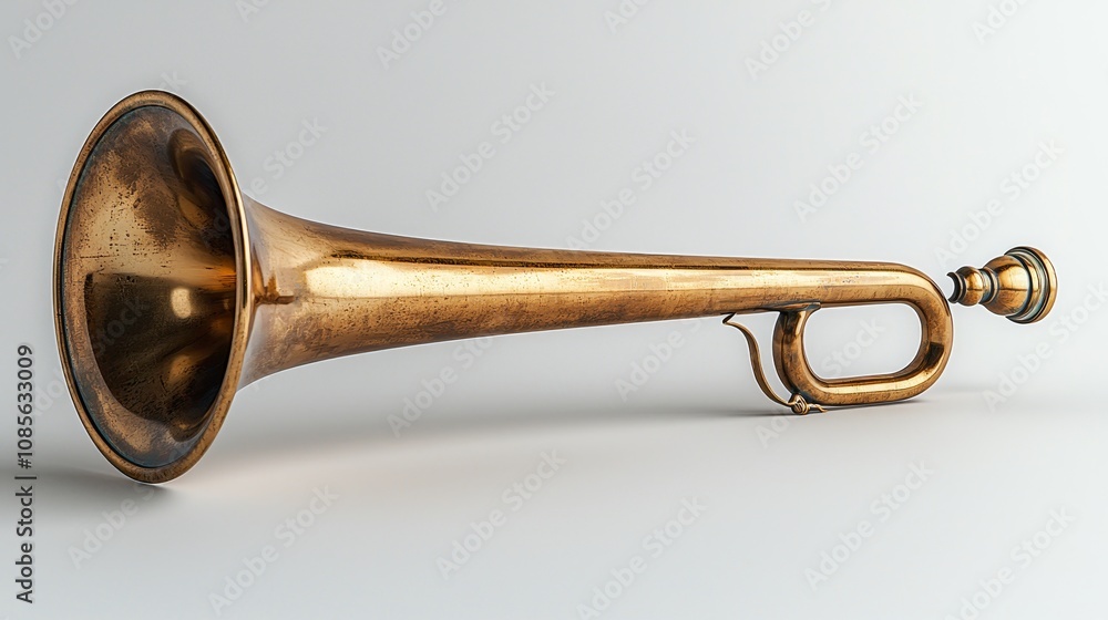 Obraz premium Vintage brass trumpet showcasing intricate craftsmanship and design aesthetics