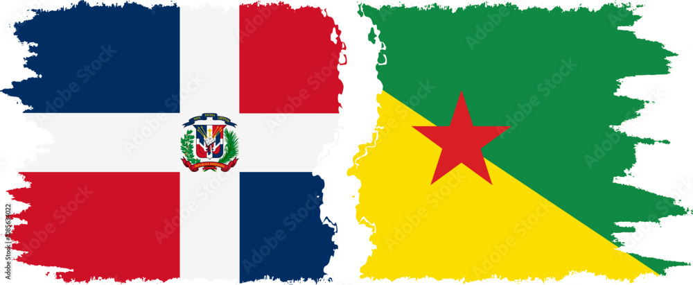 French Guiana and Dominican Republic grunge flags connection, vector French Guiana and Dominican Republic grunge flags connection, vector