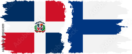 Finland and Dominican Republic grunge flags connection, vector