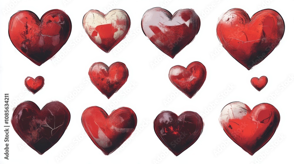 Abstract Red Hearts: A Romantic Digital Art Print Abstract Red Hearts: A Romantic Digital Art Print