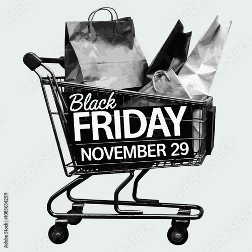 Black Friday poster with lettering vector.