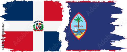 Guam and Dominican Republic grunge flags connection, vector photo