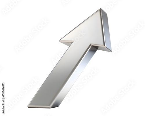 A white color upward 3d arrow 