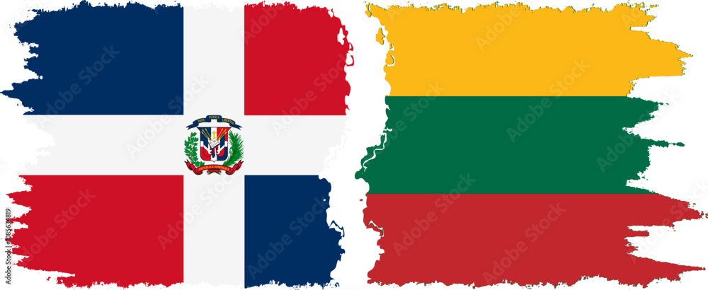 Lithuania and Dominican Republic grunge flags connection, vector Lithuania and Dominican Republic grunge flags connection, vector