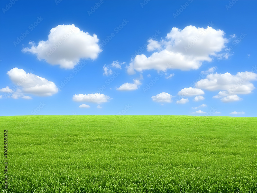 Vibrant Green Field Landscape Illustration Vibrant Green Field Landscape Illustration