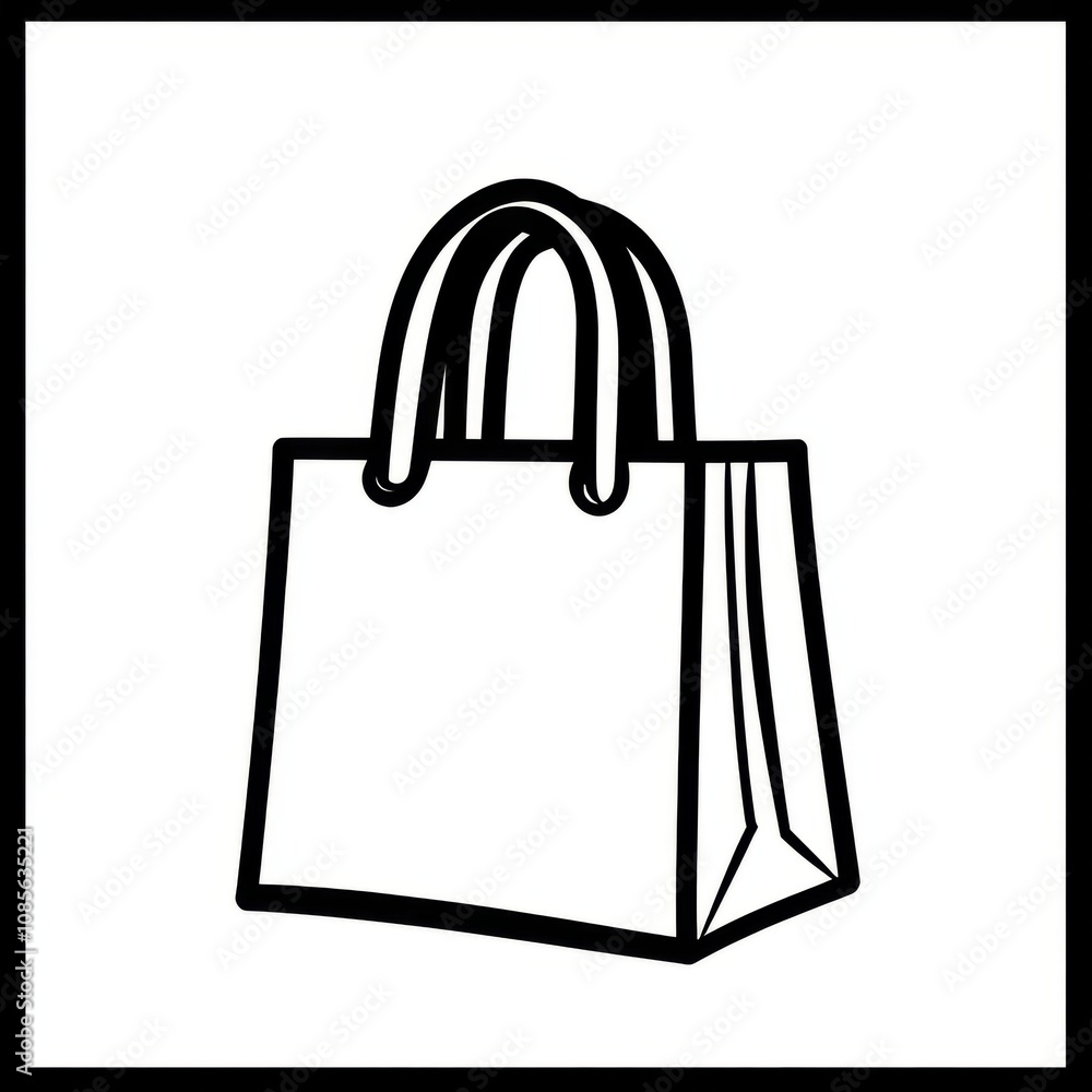 Line art of shopping bag with elegant handles Line art of shopping bag with elegant handles