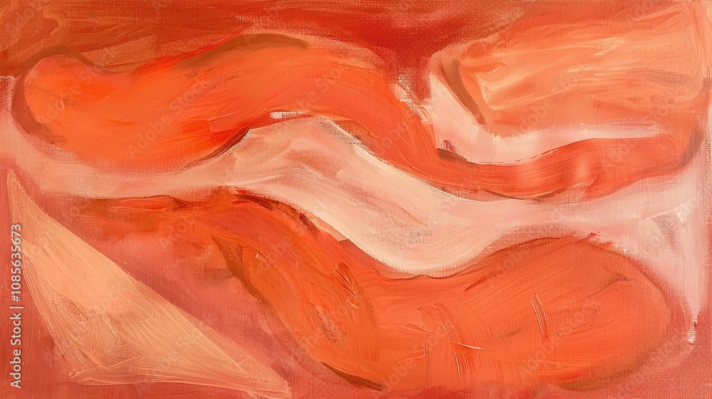 Obraz premium Orange Abstract Oil Painting - a bold and expressive visual. The vibrant orange tones create a dynamic and artistic atmosphere.