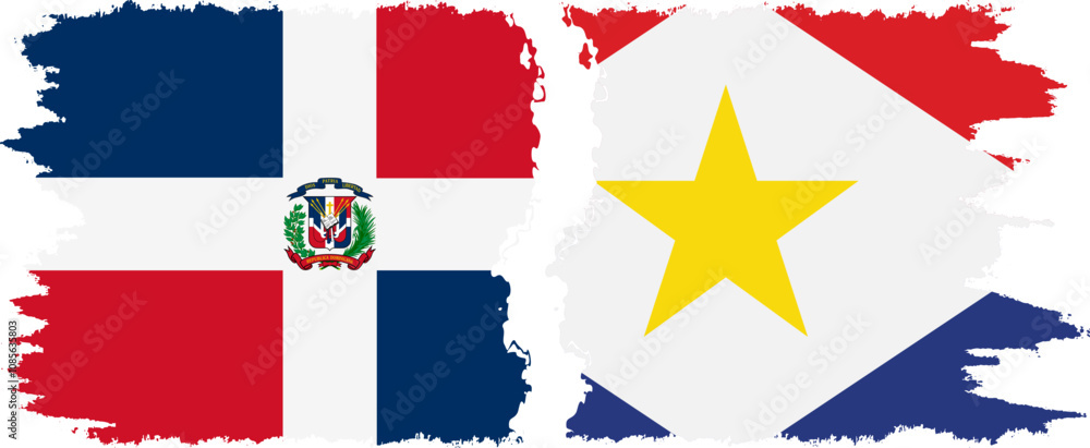 Saba and Dominican Republic grunge flags connection, vector Saba and Dominican Republic grunge flags connection, vector