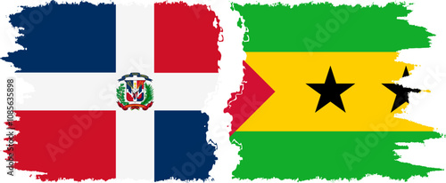 Sao Tome and Principe and Dominican Republic grunge flags connection, vector