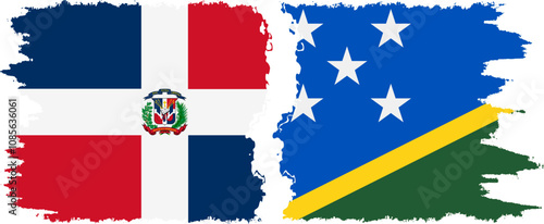 Free Download Solomon Islands and Dominican Republic grunge flags connection, vector - GFXLoad