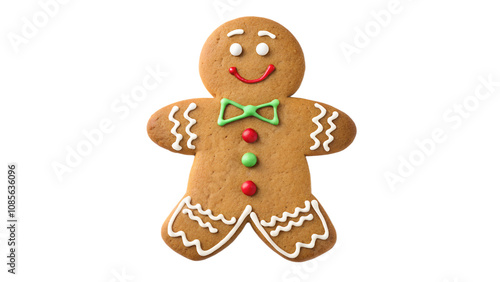 Christmas gingerbread man isolated on white or transparent png