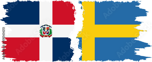 Free Download Sweden and Dominican Republic grunge flags connection, vector - GFXLoad
