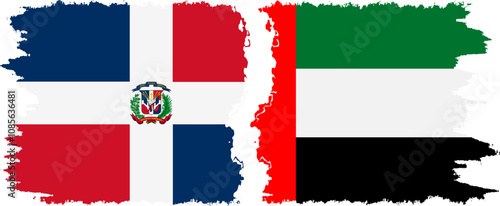United Arab Emirates and Dominican Republic grunge flags connection, vector