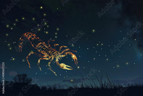 Astrological composition with concept of Scorpio zodiac sign symbol photo