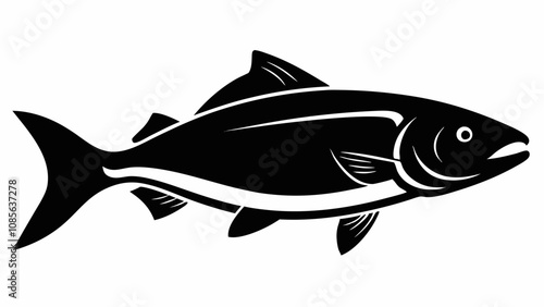 Salmon fish vector silhouette black illustration on white background