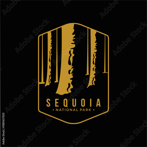 Line art Sequoia National Park patch logo illustration