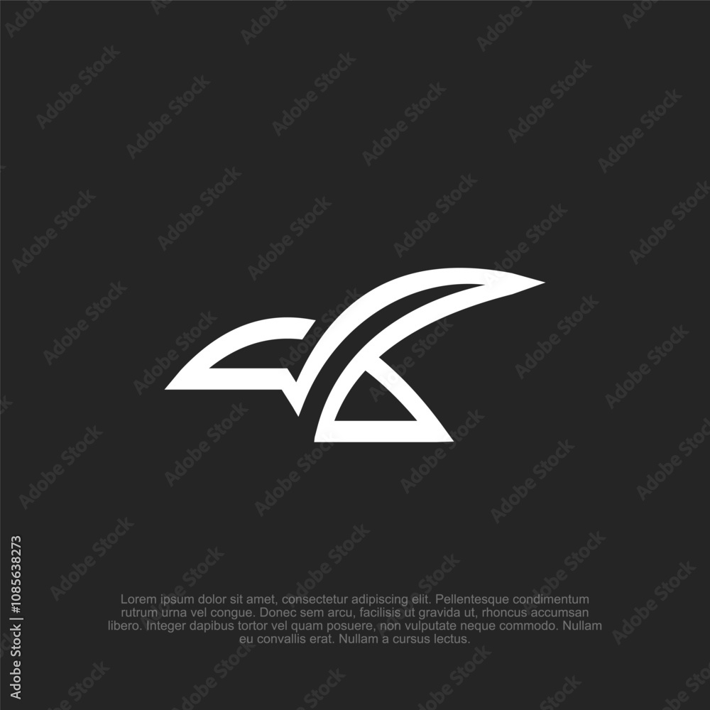 Fototapeta premium simple flat minimalist bold outline one line line art bold logo black and white