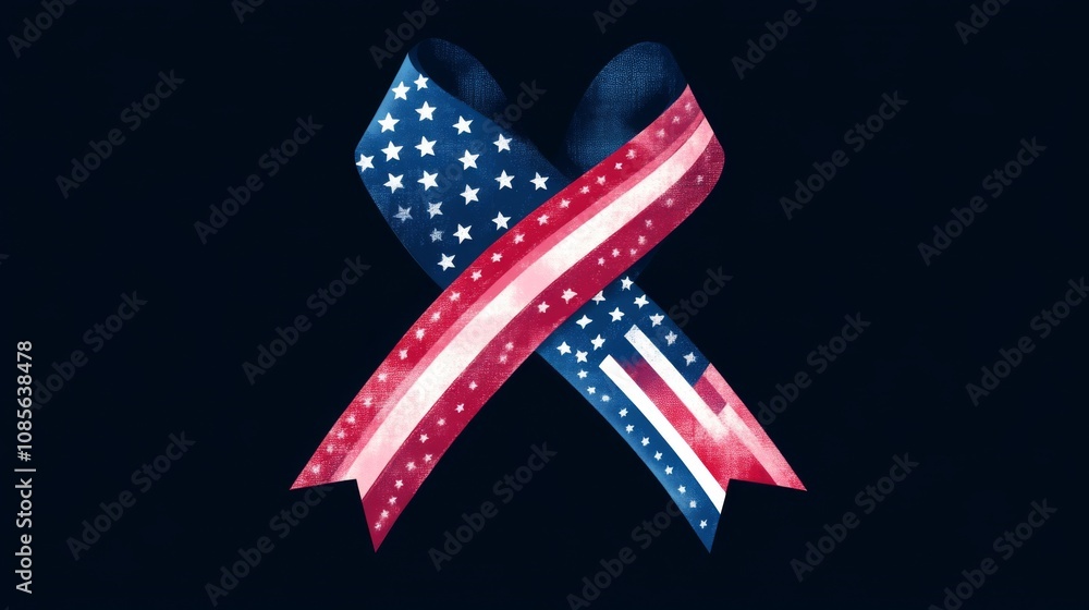 Fototapeta premium American Flag Ribbon: A Symbol of Patriotism