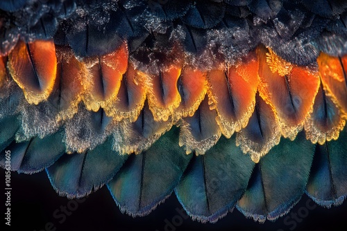 Colorful of bird macaw feathers, exotic nature background and texture
 photo