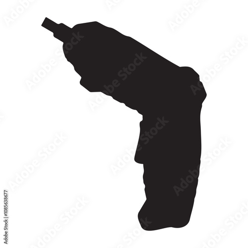 Portable Cordless Screwdriver Silhouette Vector Illustration