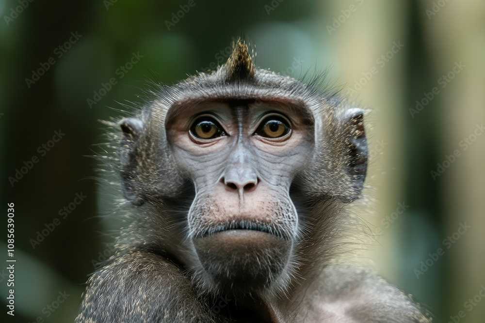 Southern pig-tailed macaque portrait. Beautiful simple AI generated image Southern pig-tailed macaque portrait. Beautiful simple AI generated image
