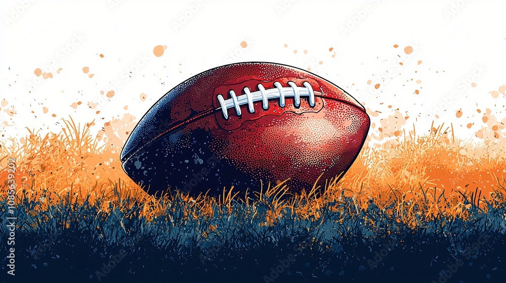 American Football in Grass Abstract Sports Image American Football in Grass Abstract Sports Image