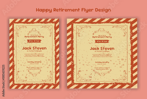 Retirement party invitation  flyer design template
