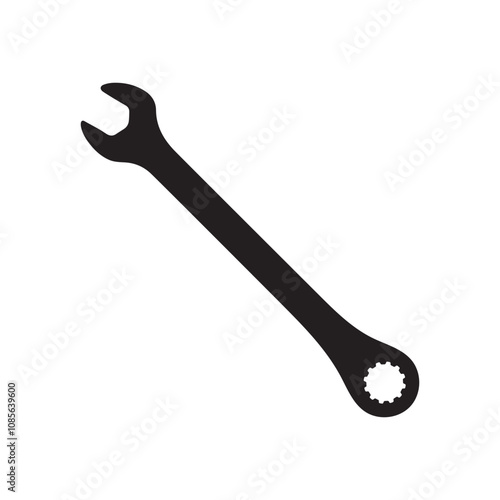 Reverse Ratcheting Spline Wrench Silhouette Vector Illustration