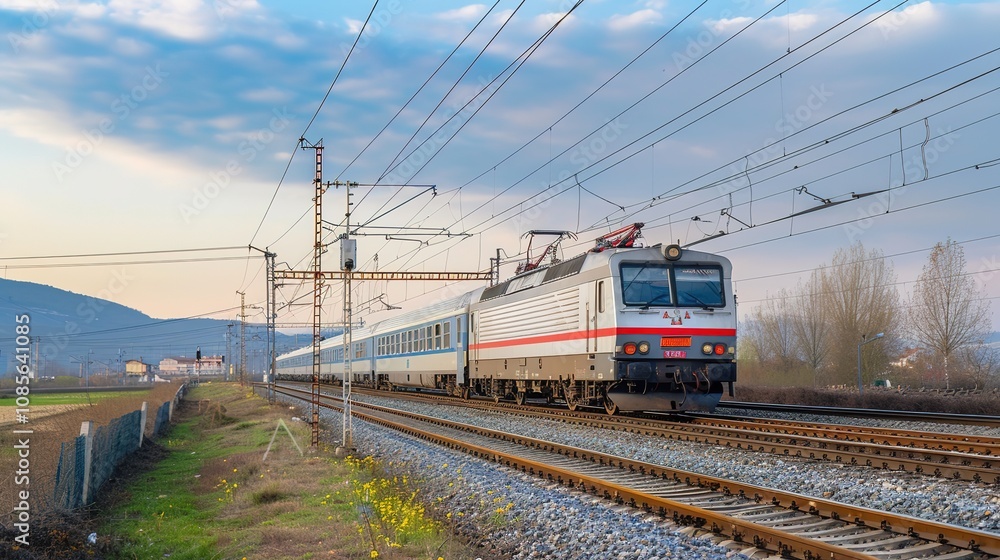 High Speed Railway Locomotive - a sleek and efficient visual. The image highlights the speed and technology of modern rail travel High Speed Railway Locomotive - a sleek and efficient visual. The image highlights the speed and technology of modern rail travel