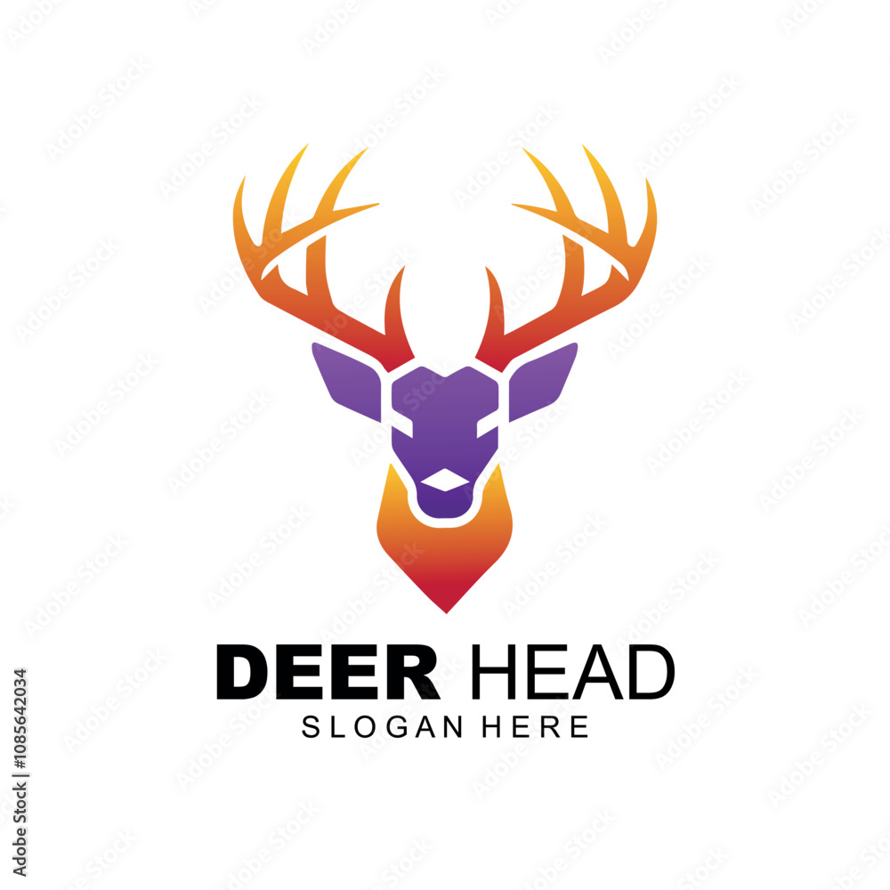 Deer head logo gradient colorful Deer head logo gradient colorful