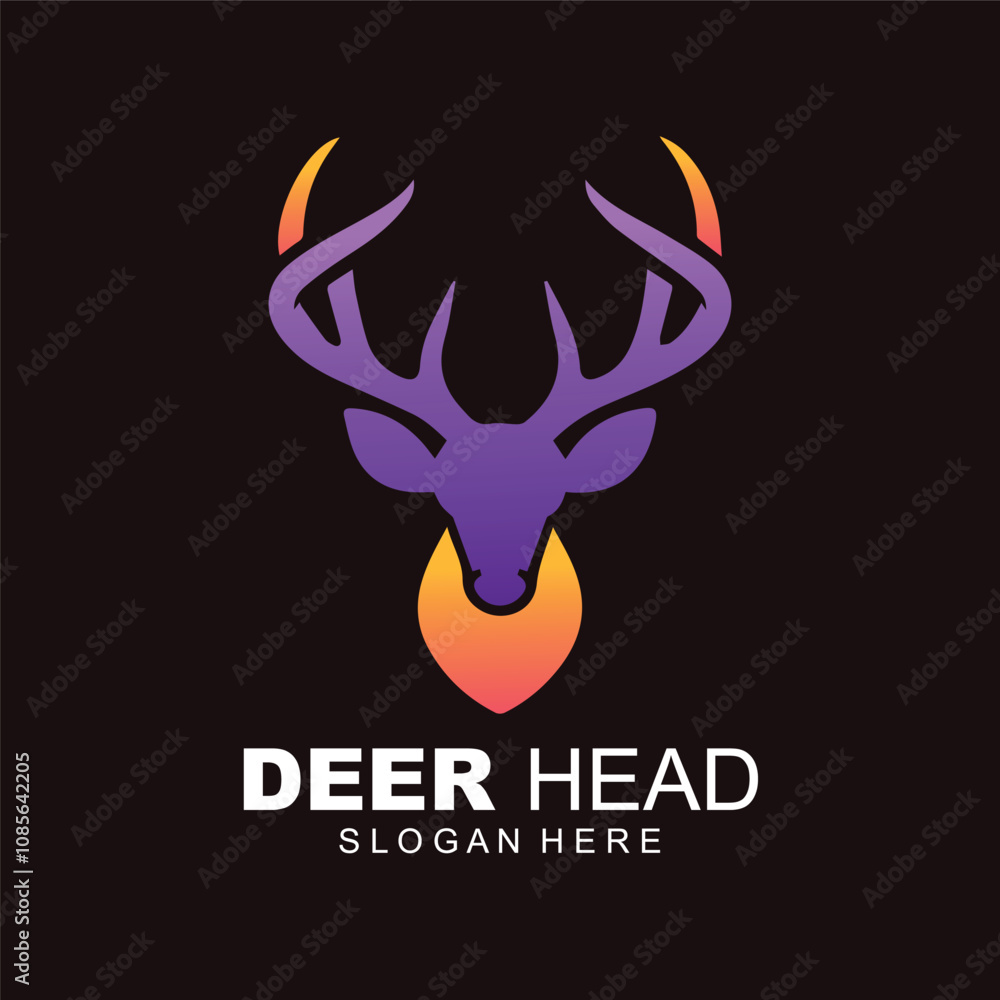 Deer head logo gradient colorful Deer head logo gradient colorful