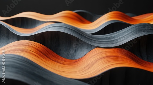 Una serie de ondas de madera con una mezcla de colores marrÃ³n, negro y naranja. Las ondas estÃ¡n talladas en madera, creando un diseÃ±o Ãºnico y artÃ­stico. La escena es photo