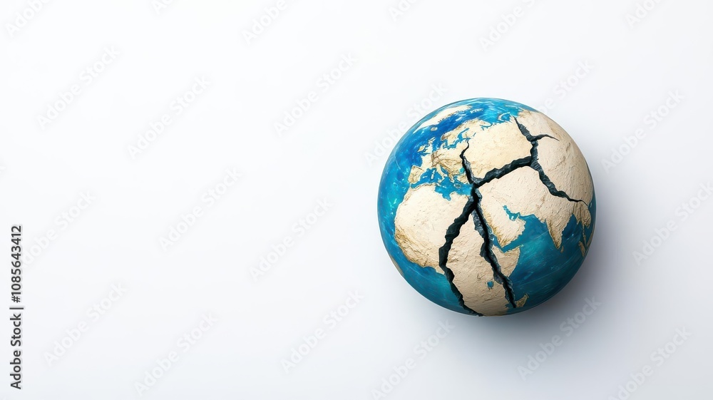 earth Cracked globe on a white background earth Cracked globe on a white background
