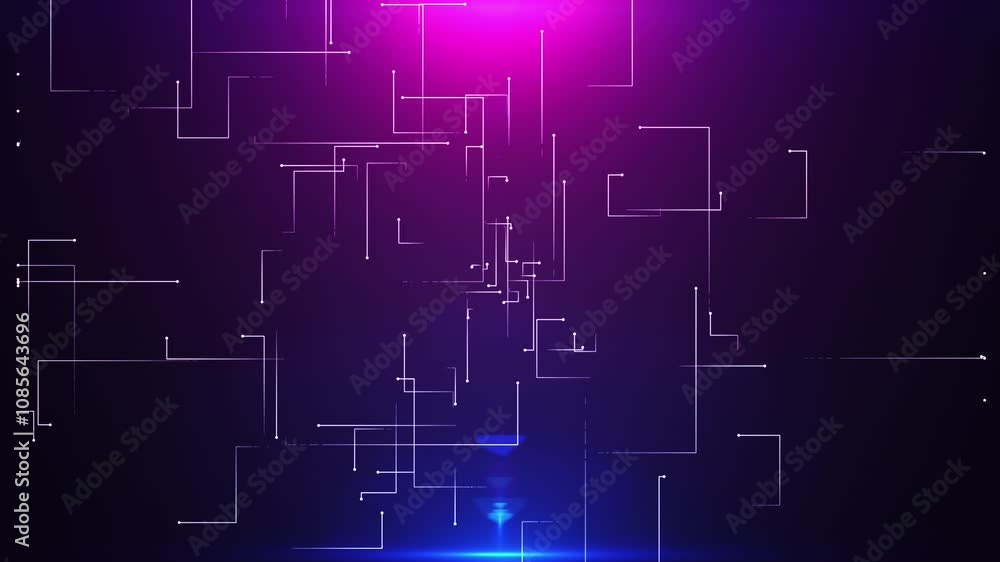 Purple and Blue Circuit Lines Animation Loop with Dark Background Purple and Blue Circuit Lines Animation Loop with Dark Background