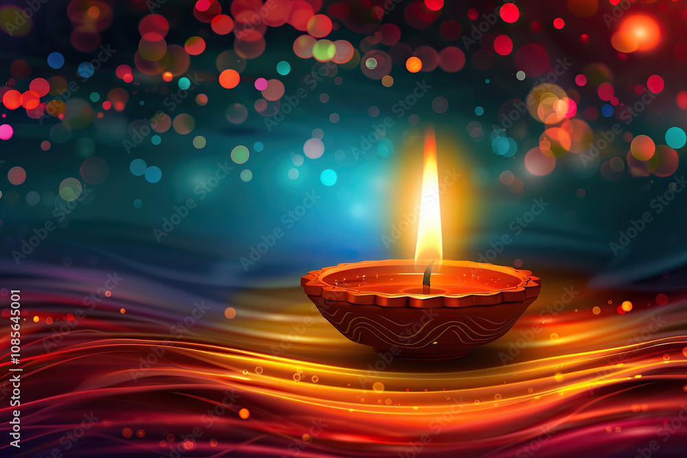 Beautiful greeting card with bright holiday composition for happy and celebrate Diwali Beautiful greeting card with bright holiday composition for happy and celebrate Diwali