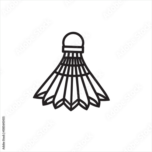 Shuttlecock Icon linear silhouette on white background
