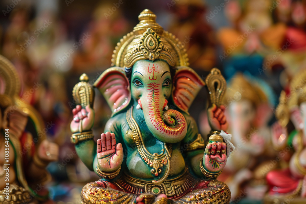 Greeting card with bright holiday composition for Ganesh Chaturthi Greeting card with bright holiday composition for Ganesh Chaturthi
