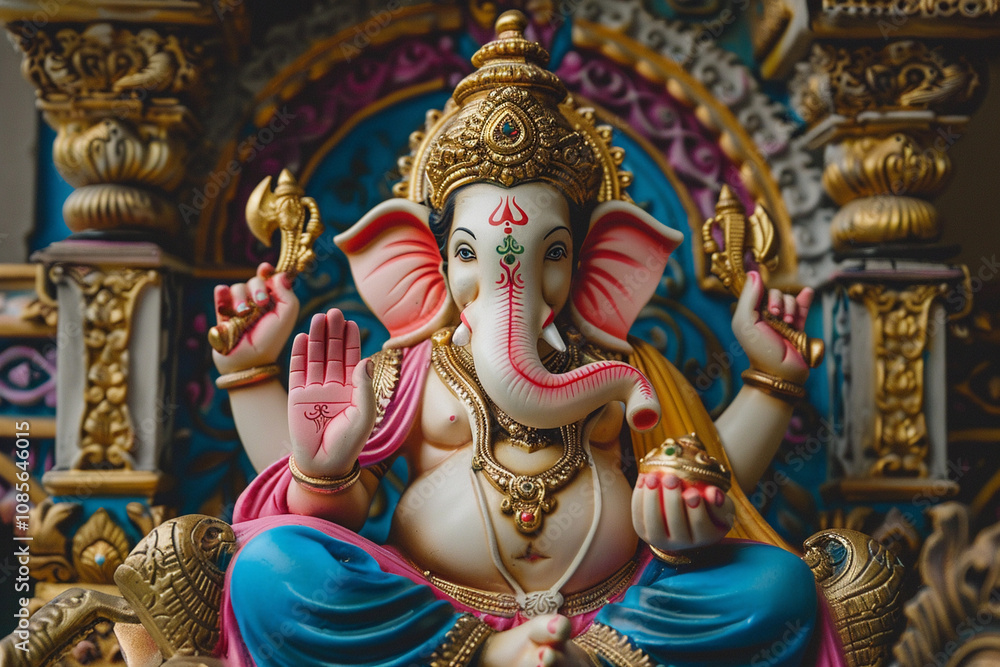 Greeting card with bright holiday composition for Ganesh Chaturthi Greeting card with bright holiday composition for Ganesh Chaturthi