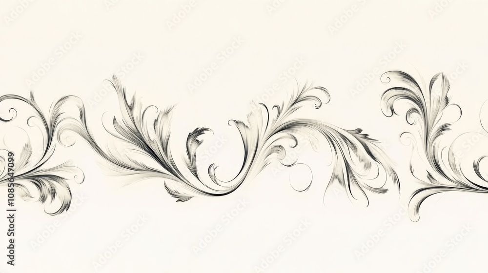 Elegant Black and White Floral Swirls Pattern - Decorative Design Elements Elegant Black and White Floral Swirls Pattern - Decorative Design Elements