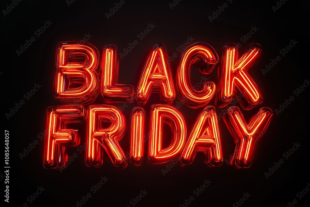 A 3D rendering of a red Black Friday sign. The words Black Friday are brightly lit against a dark background A 3D rendering of a red Black Friday sign. The words Black Friday are brightly lit against a dark background