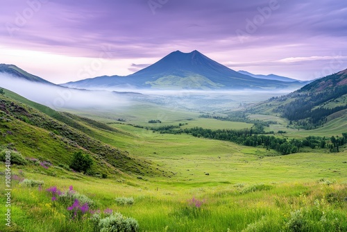 Beautiful Bulkley Valley - Hudson Bay mountain - Yellowhead. Beautiful simple AI generated image photo