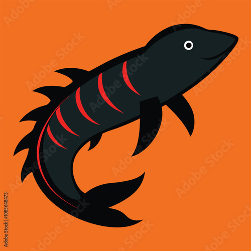 Solid color Ichthyostega animal vector design