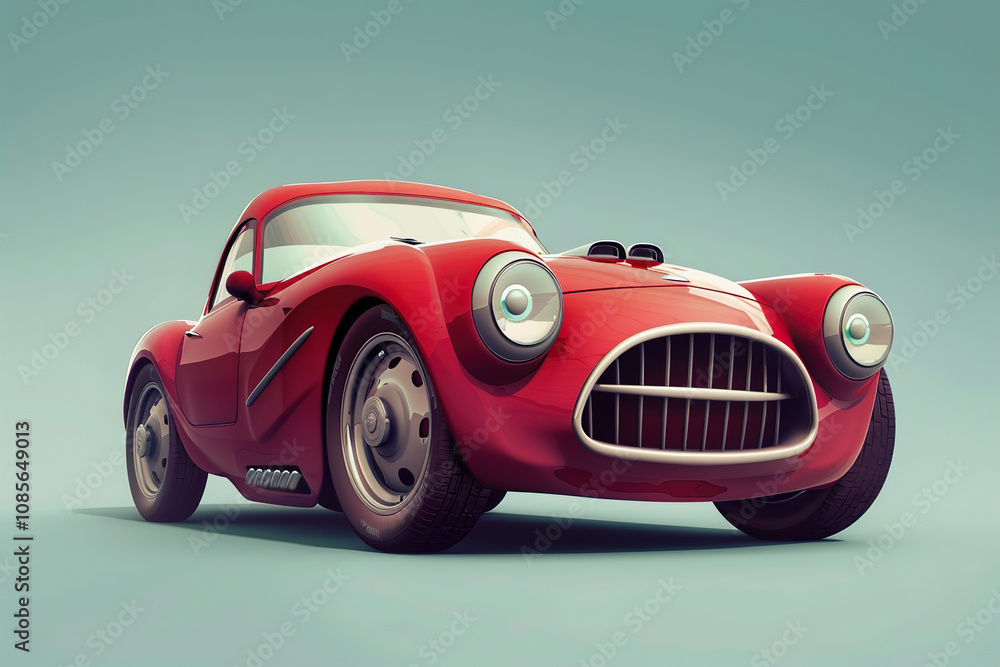 Beautiful fictional cartoon car with pronounced headlights Beautiful fictional cartoon car with pronounced headlights