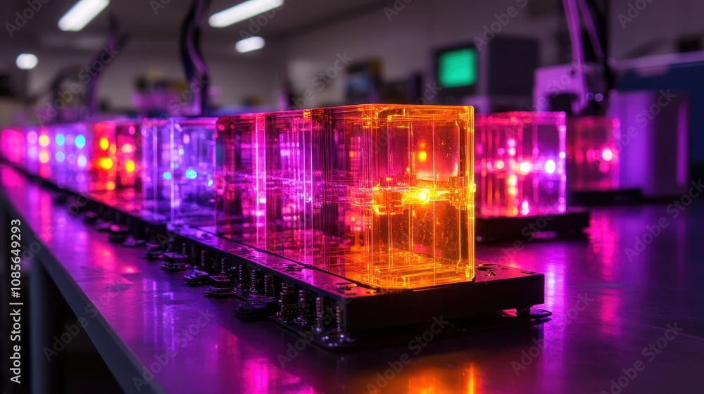 Inventories of quantum computer cores in high-tech laboratories, visualized with glowing qubits Inventories of quantum computer cores in high-tech laboratories, visualized with glowing qubits