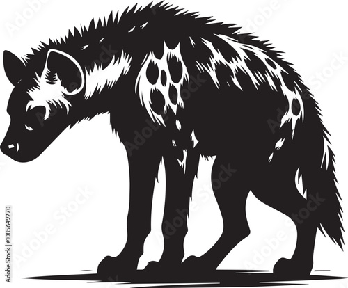 A skulking hyena with a hunched back vector silhouette design
