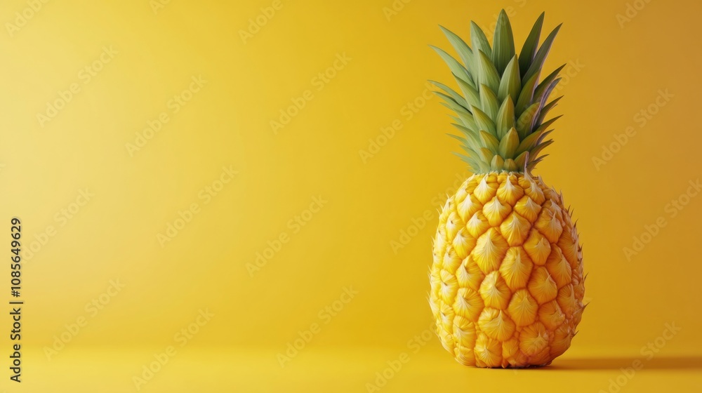 A pineapple on a yellow background. A pineapple on a yellow background.