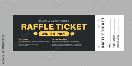 Black golden Raffle Ticket Admit one Template Fill form	
