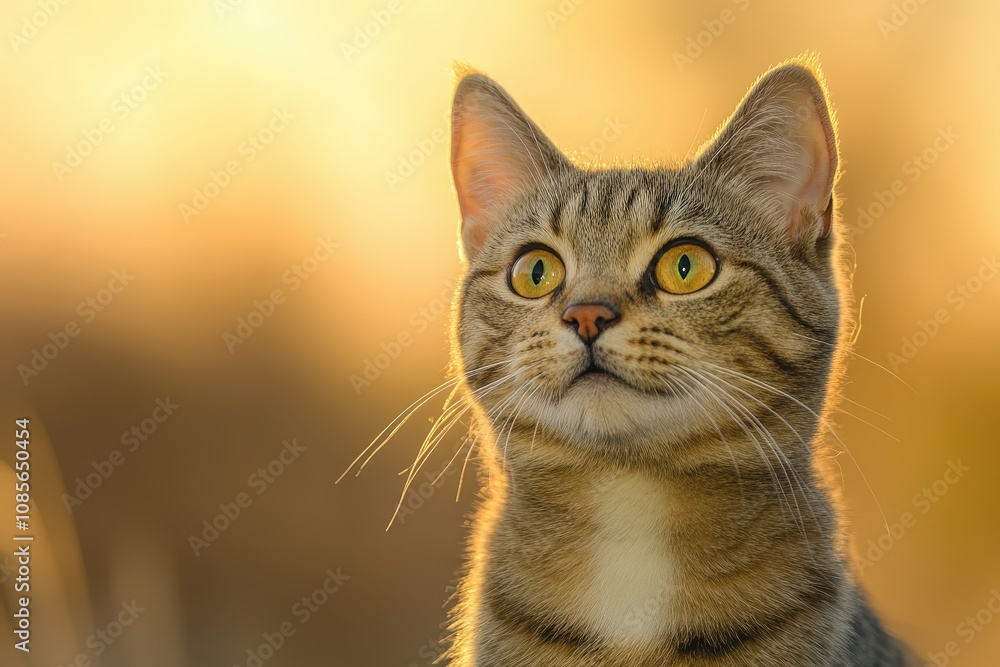 Cheerful tabby feline displaying its teeth in a close-up viewpoint. Beautiful simple AI generated image Cheerful tabby feline displaying its teeth in a close-up viewpoint. Beautiful simple AI generated image