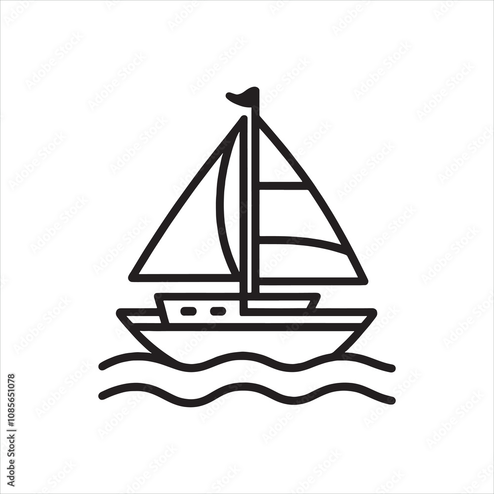 Sailboat icon linear silhouette on white background
Sailboat icon linear silhouette on white background