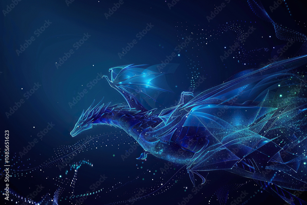 Fantastically mythological dragon with big wide wings Fantastically mythological dragon with big wide wings